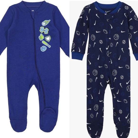 Nike & Under Armour Zipper Sleeper Sports Onesie Bundle - Picture 1 of 9